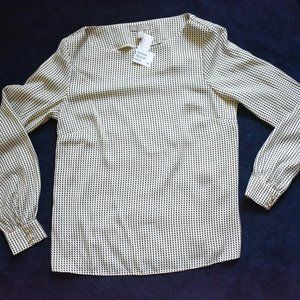 NWT White Black H&M Geometric Pattern - Blouse Size S - Luxe
